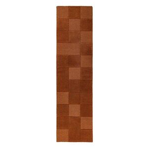 Terrakotta színű kézi szövésű gyapjú futószőnyeg 60x230 cm Checkerboard – Flair Rugs kép