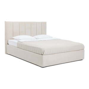 Bézs kárpitozott ágyneműtartós franciaágy ágyráccsal 180x200 cm Thessa Bold Line – Bonami Selection kép