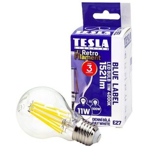 Tesla FILAMENT RETRO, E27, 11W, 230V, 1521lm, 25 000h, 4000K nappali fehér, 360°, átlátszó kép
