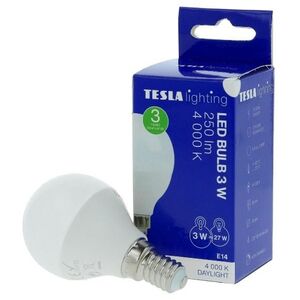 TESLA LED MINIGLOBE BULB, E14, 3 W, 250 lm, 4000 K, nappali fehér kép
