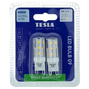 Tesla - G9, 2W, 230V, 200lm LED izzó, 4000K, nappali fehér, 2db kép