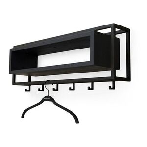 Fekete tölgyfa fali fogas polccal 78 cm School – Spinder Design kép