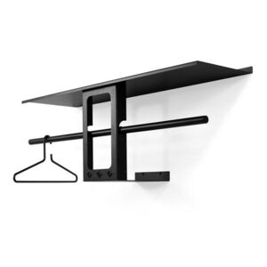Fekete acél fali fogas polccal 100 cm Luno Small – Spinder Design kép