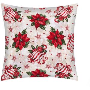 BELLATEX karácsonyi párna, 45 × 45 cm, 55/131, mikulásvirág és díszek kép