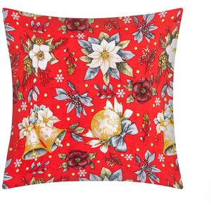 BELLATEX karácsonyi párna, 40 × 40 cm, 55/130, mikulásvirág, piros kép