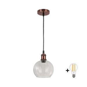 Brilagi - LED függeszték kábellel RETRO GLASS 1xE27/60W/230V átm. 25 cm réz/átlátszó NSTK7491+AI0179 kép