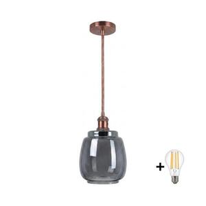 Brilagi-LED függeszték kábellel RETRO GLASS 1xE27/60W/230V átm. 26 cm rézszínű/füstszürke NSTK7417+AI0179 kép