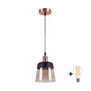 Brilagi - LED csillár R GLASS 1xE27/60W/230V átm. 15, 5 cm rézszínű/füstös bézs/fekete NSTK7325+AI0179 kép