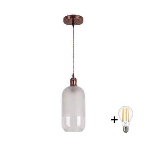 Brilagi - LED zsinóros függőlámpa RETRO GLASS 1xE27/60W/230V Ø 14 cm rézszínű/fehér NSTK7777+AI0179 kép