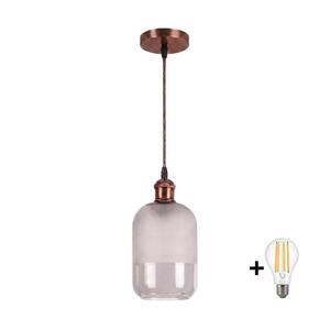 Brilagi - LED függeszték zsinóron RETRO GLASS 1xE27/60W/230V átm. 14 cm rézszínű/fehér NSTK7778+AI0179 kép