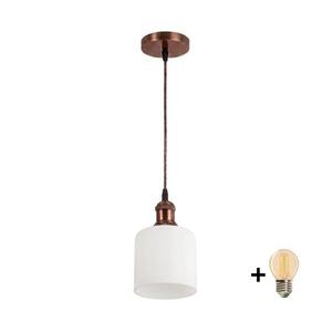 Brilagi - LED függeszték kábelen RETRO GLASS 1xE27/60W/230V Ø 13 cm réz/fehér NSTK7006+AI0179 kép