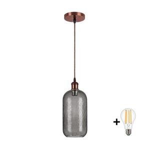 Brilagi - LED függőlámpa zsinóron RETRO GLASS 1xE27/60W/230V átm. 14 cm réz/füstszürke NSTK7501+AI0179 kép