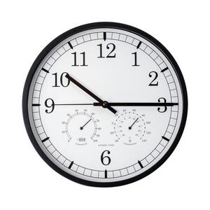 Fali óra hőmérővel és páratartalom-mérővel, 30 cm, 1xAA, fekete/fehér PZTW kép