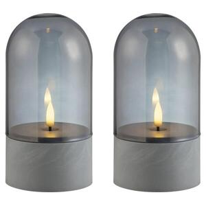 Brilliant - 2 db-os ILLUSION LED gyertya, LED/2xAA, IP44, szürke/füstölt fekete G40960/93 kép