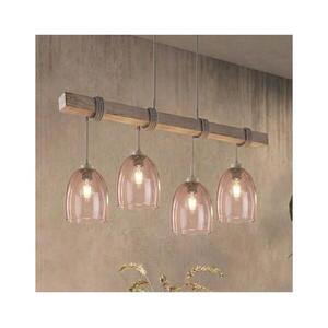 Brilagi - Zsinóros csillár WOOD GLASS 4xE27/60W/230V fenyő/szürke/füstös bézs EG49927A+4xNSTK7393 kép