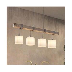 Brilagi - Zsinórral függesztett csillár WOOD GLASS 4xE27/60W/230V fenyő/szürke/fehér EG49927A+4xNSTK7006 kép