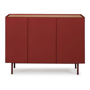 Piros alacsony komód tölgyfa dekorral 110x85 cm Arista – Teulat kép