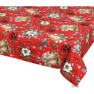 BELLATEX Asztalterítő karácsonyi, 130, 70 × 70 cm, mikulásvirág piros kép