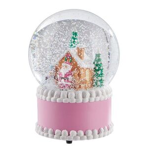 X-MAS zenélő hógömb 12cm , rózsaszín kép