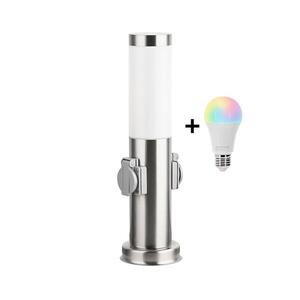 Brilagi-LED RGBW kültéri lámpa 2 aljzattal, 1x E27/9W/230V, 40 cm, IP44, matt króm BG3941+AI0819 kép