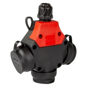 TP Electric gumi hármas elosztó, 1×16 A / IP54, háromfázisú, francia aljzatok, 250 V, piros kép