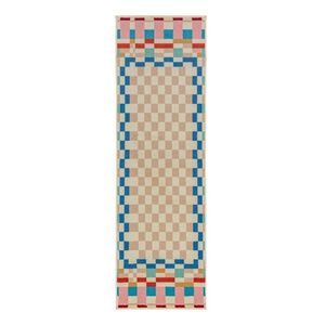 Gyapjúkeverék futószőnyeg 80x300 cm Checkered Border – Flair Rugs kép