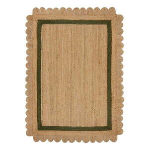 Sötétzöld-natúr színű kézi szövésű juta szőnyeg 160x230 cm Grace Green – Flair Rugs kép