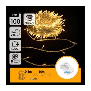 B.V. -LED kültéri fényfüzér 100xLED/8 üzemmód 3xAA 10, 3m IP44 meleg fehér B10303K1S kép