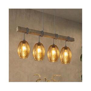 Brilagi - Zsinóros csillár WOOD GLASS 4xE27/60W/230V fenyő/szürke/füstbarna EG49927A+4xNSTK7499 kép