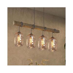 Brilagi - Kábeles csillár WOOD GLASS 4xE27/60W/230V fenyő/szürke/füstbarna EG49927A+4xNSTK7702 kép