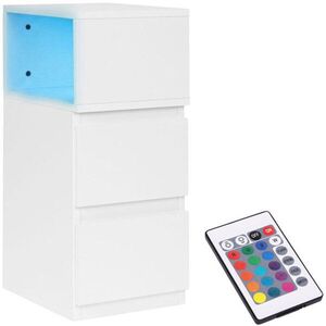 ModernHome TH-3TNS Éjjeliszekrény beépített LED világítással, 2 fiókkal, fehér kép