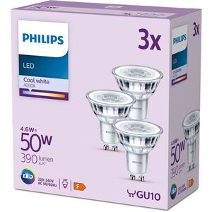 Philips Classic GU10, 50 W, hűvös fehér, 3 darab kép