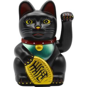 Empt Maneki Neko szerencsét hozó macska, fekete kép