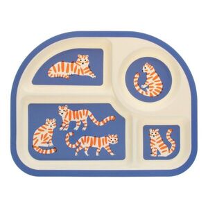 Kék-bézs műanyag gyerek tányér 21x27 cm Tiger – Rex London kép