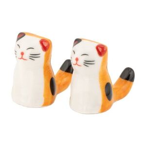 Fehér-narancssárga porcelán ötszemélyes evőpálcika alátét 2 db-os Cat – Sass & Belle kép
