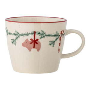 Krémszínű agyagkerámia bögre cappucinóhoz karácsonyi mintával 300 ml Yule – Bloomingville kép