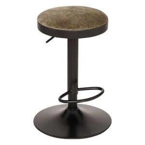 Bárszék velúr - fém, állítható 60-76 cm khaki zöld, fekete - BOUTON - Butopêa kép