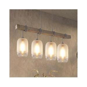 Brilagi - Kábeles csillár WOOD GLASS 4xE27/60W/230V fenyő/szürke/fehér EG49927A+4xNSTK7777 kép