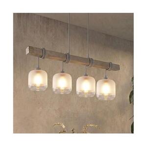 Brilagi - Kábellel függesztett csillár WOOD GLASS 4xE27/60W/230V fenyő/szürke/fehér EG49927A+4xNSTK7779 kép