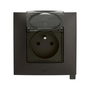 Legrand - Kültéri háztartási konnektor kerettel 250V/16A NILOE IP44 fekete LR0012+LR0003 kép