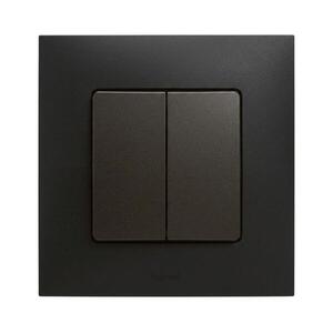 Legrand - Dupla lépcsőházi kapcsoló 6+6-os kerettel NILOE, fekete LR0012+LR0005 kép