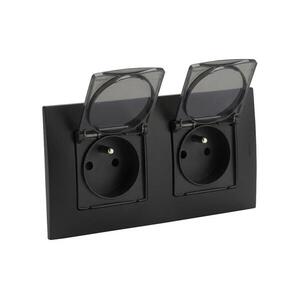 Legrand - NILOE kettős kültéri dugalj 250 V/16 A, IP44, fekete LR0013+LR0003+LR0003 kép