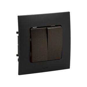 Legrand - NILOE kettős kapcsoló 5-ös kerettel, fekete LR0012+LR0007 kép