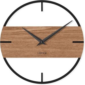 LAVVU Loft Stylové dřevěné hodiny v industriálním vzhledu s černými ručičkami kép