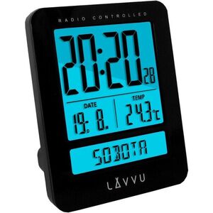 LAVVU Duo Digitální budík řízený rádiovým signálem, s češtinou, černý kép