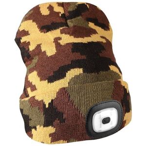 SIXTOL sapka fejlámpával 45lm, újratölthető, USB, univerzális méret, terepszínű kép