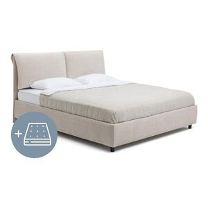 Bézs kárpitozott ágyneműtartós franciaágy matraccal, ágyráccsal 160x200 cm Myra Pillow – Bonami Selection kép
