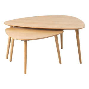 Natúr színű dohányzóasztal szett tölgyfa dekorral 2 db-os 70x100 cm Adda – Unique Furniture kép