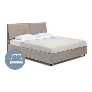Szürkésbarna kárpitozott ágyneműtartós franciaágy matraccal, ágyráccsal 160x200 cm Myra Pillow – Bonami Selection kép