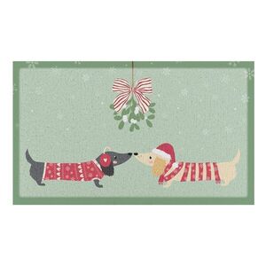 Újrahasznosított műanyag lábtörlő karácsonyi mintával 40x70 cm Christmas Sausage Dogs – Artsy Doormats kép